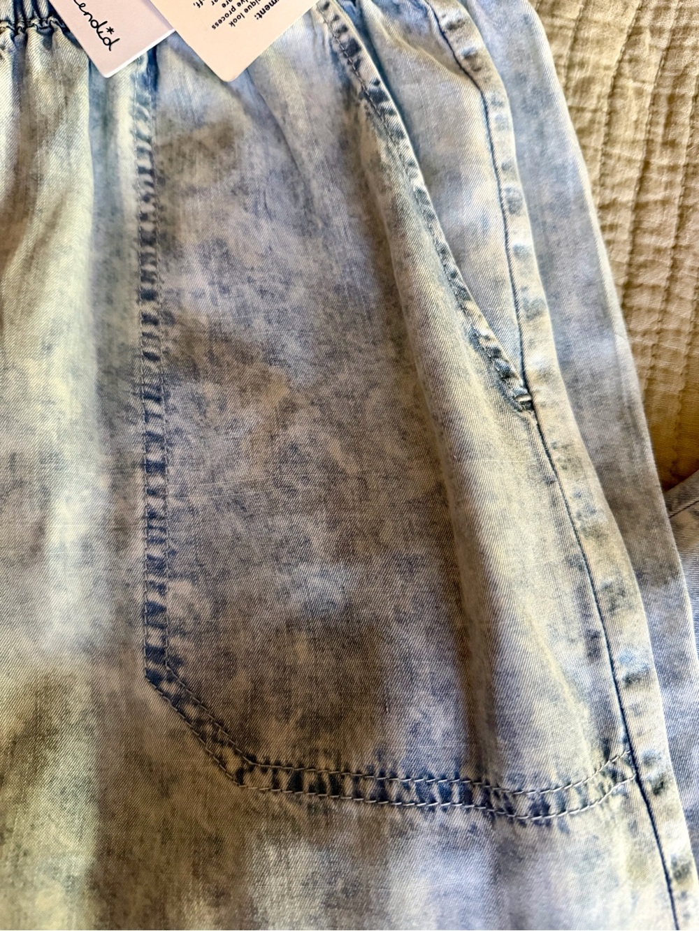SPLENDID Angie Light Stone Wash Wide-Leg Drawstring Pant with Tie XS NWT’s - Picture 11 of 15